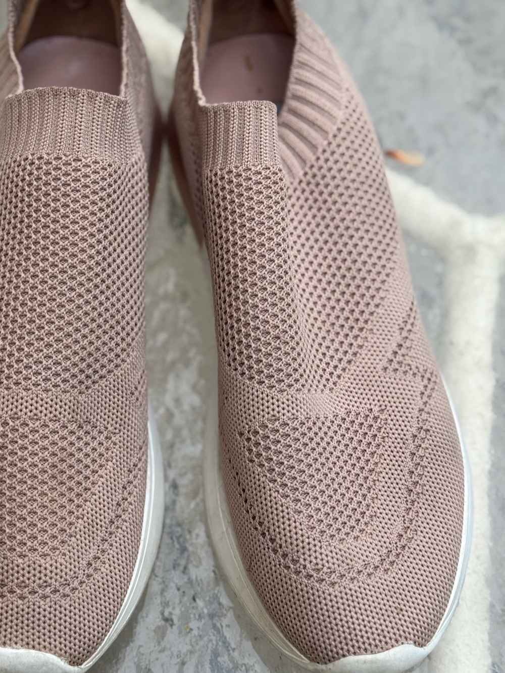 Steve Madden Knit Slip-On Sneakers in Blush Taupe